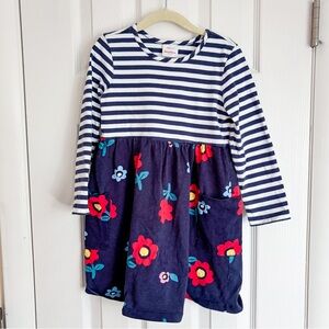 Hanna Andersson stripe floral long sleeve twirl dress with pockets 110 cm / 5